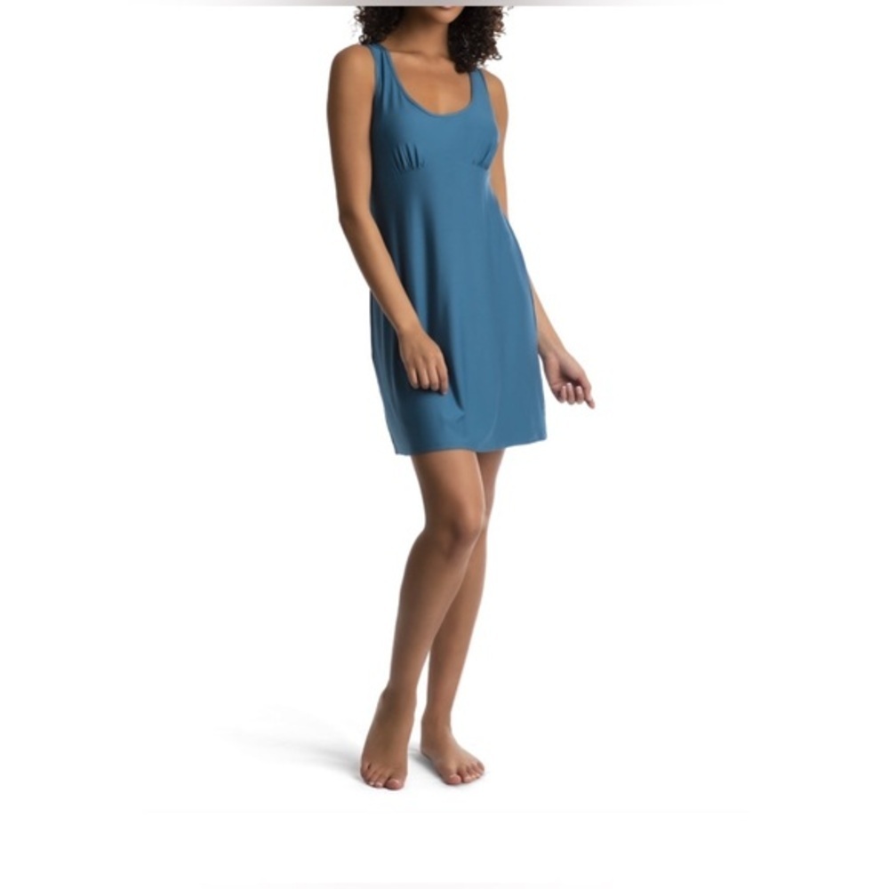 Teal Knee-Length Scoop Neck Lacy Keyhole back Slip on sleep chemise gown size 3X